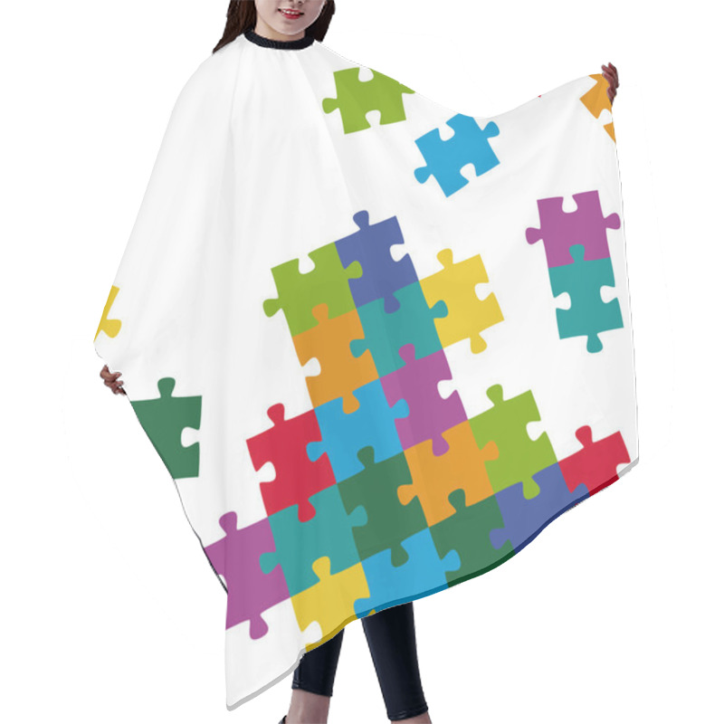 Personality  Puzzle pieces background colored hair cutting cape