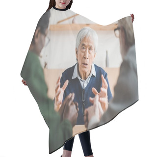 Personality  Senior Friends Sharing Stories Hair Cutting Cape