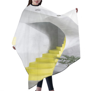 Personality  Modern Interior With Concrete Walls And Yellow Stairs Near Plant Hair Cutting Cape