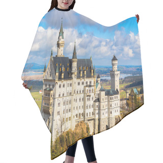 Personality  Beautiful View Of World-famous Neuschwanstein Castle, The 19th Century Romanesque Revival Palace Built For King Ludwig II, With Scenic Mountain Landscape Near Fussen, Southwest Bavaria, Germany Hair Cutting Cape