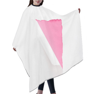 Personality  White Torn And Rolled Paper On Pink Colorful Background Hair Cutting Cape