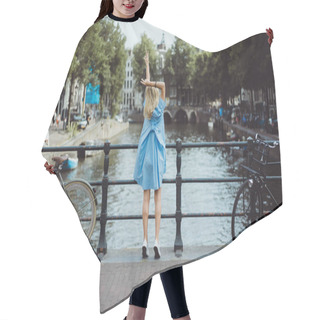 Personality  Girl In A Blue Dress On The Bridge In Amsterdam Hair Cutting Cape