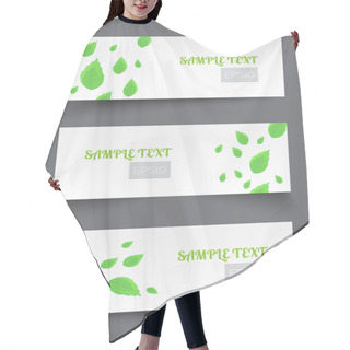 Personality  Vector Banners With Green Leaves Hair Cutting Cape