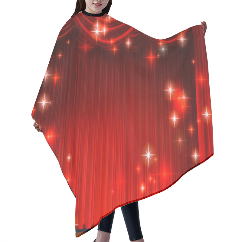 Personality  Theatre Curtain And Lighting On Stage. Illustration Of The Curta Hair Cutting Cape