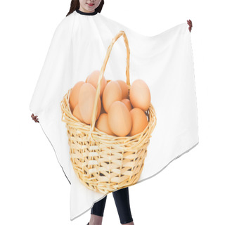 Personality  Basket Full Of Eggs Isolated On White Hair Cutting Cape