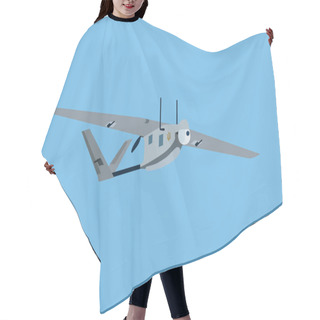 Personality  Illustration Of Cartoon Military Drone With Ukrainian Trident Symbol On Blue Background  Hair Cutting Cape