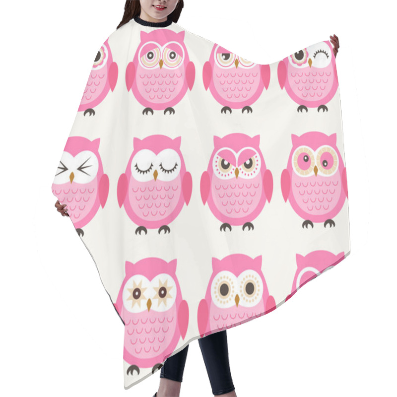 Personality  Seamless Owls Birds Pattern Hair Cutting Cape