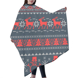 Personality  Christmas Pixel Background For Traditional Scandinavian Sweater. Vector Illustration Hair Cutting Cape