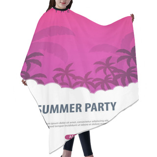 Personality  Summer Tropical Background With Palms. Summer Placard Poster Flyer Invitation Card. Summer Time. Vector Illustration. Hair Cutting Cape
