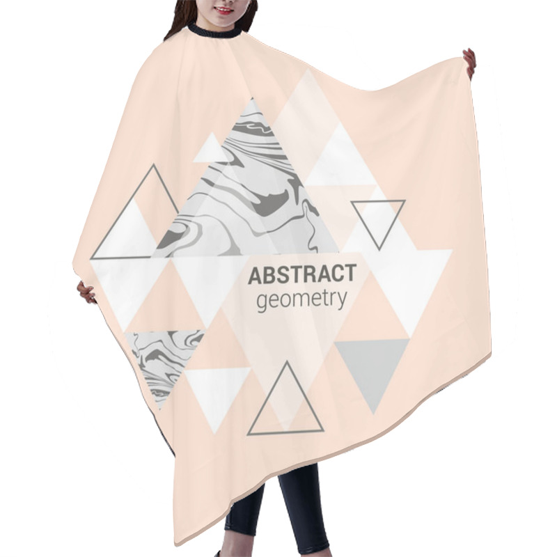 Personality  Abstract Triangles Composition In Pastel Colors With Marbel Elements Hair Cutting Cape