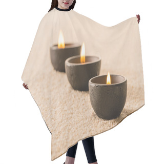 Personality  Spa Therapy Three Candles On Sand Hair Cutting Cape