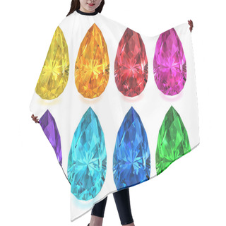 Personality  Set Of Multicolored Precious Stones In The Form Of Drops On A White Background. Vector Illustration. Hair Cutting Cape