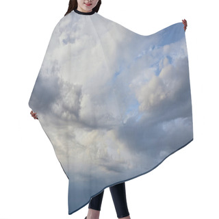 Personality  View Of Peaceful Grey Sky Background With White And Dark Clouds Hair Cutting Cape