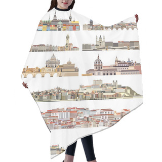 Personality  Vector Skylines Of Old Historic Part Of Cities Hair Cutting Cape