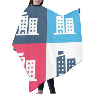 Personality  Apartment Blue And Red Four Color Minimal Icon Set Hair Cutting Cape