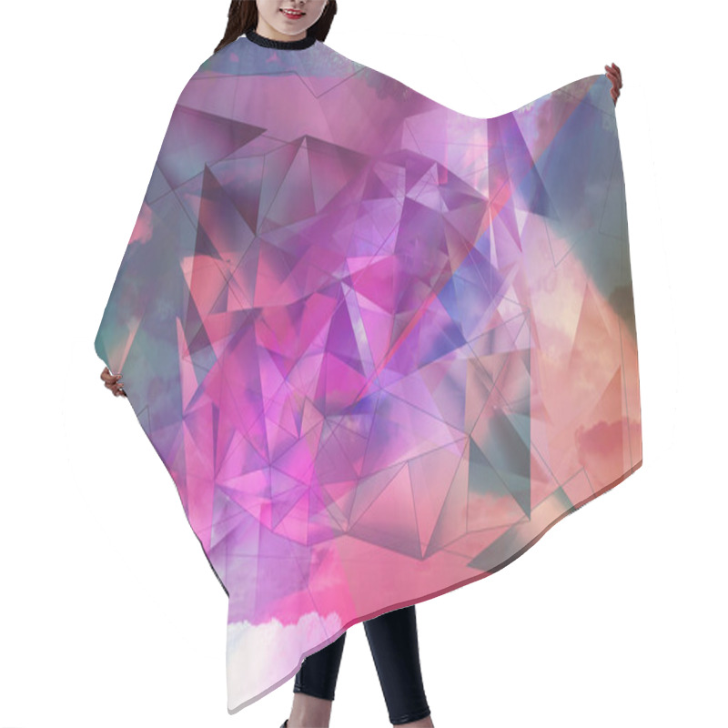 Personality  Bright abstract triangles blue background. hair cutting cape