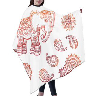 Personality  Indian Ethnic Elephant With African Tribal Ornaments Lotus And Paisley Set Hair Cutting Cape