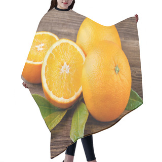 Personality  Oranges Fruit Over Wooden Background Hair Cutting Cape