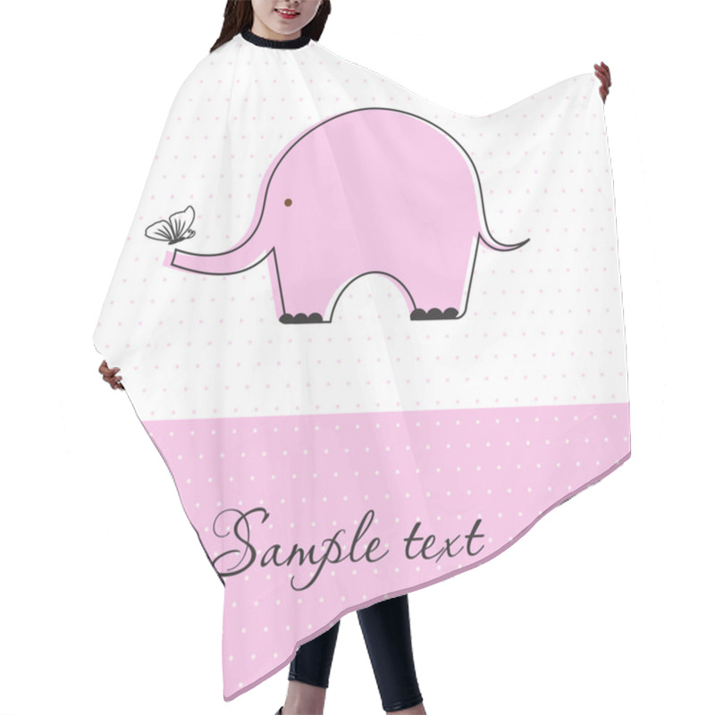 Personality  Baby Girl Shower Card With Cute Elephant And Butterfly Hair Cutting Cape