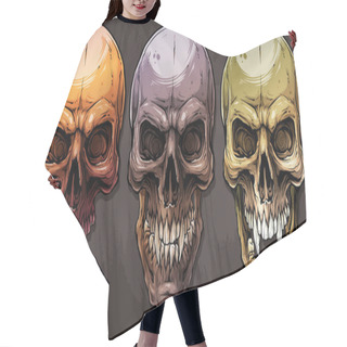 Personality  Detailed Graphic Colorful Human Skulls Set Hair Cutting Cape