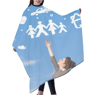 Personality  Young Girl Daydreaming With Family And Household Clouds Hair Cutting Cape