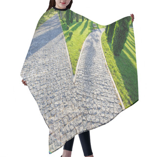Personality  Perspective View Of Two Cobblestone Roads Decision Hair Cutting Cape