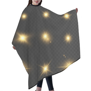 Personality  Set Glowing Golden Lights And Stars. Isolated On  Transparent Background. Vector Illustration,  Hair Cutting Cape