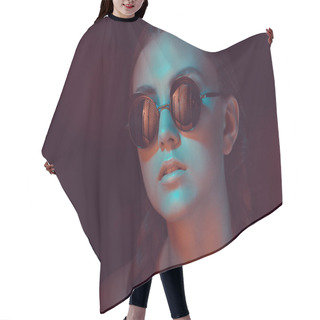 Personality  Caucasian Woman In Sunglasses Hair Cutting Cape
