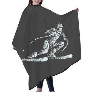 Personality  Giant Slalom Ski Racer Stippled Silhouette. Vector Illustration Hair Cutting Cape