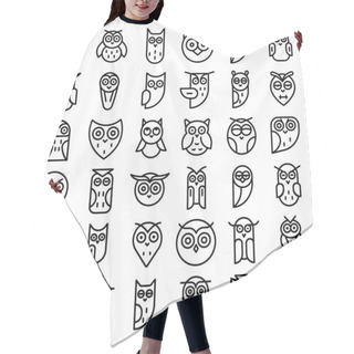 Personality  Owl Icons Set, Outline Style Hair Cutting Cape
