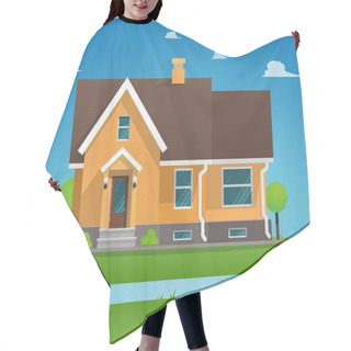 Personality  Vector Illustration Cartoon Residential Townhouse Hair Cutting Cape