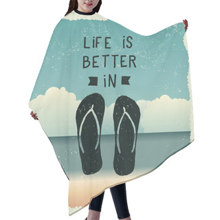 Personality  Hand Drawn Typography Poster With Slippers Hair Cutting Cape