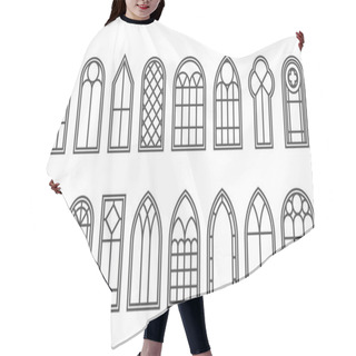 Personality  Gothic Windows Outline Set. Silhouette Of Vintage Stained Glass Church Frames. Element Of Traditional European Architecture. Vector Illustration Hair Cutting Cape