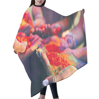 Personality  People Holding Colorful Paint Hair Cutting Cape