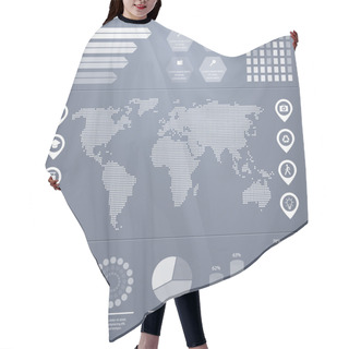 Personality  Retro Infographics Set. World Map And Information Graphics Hair Cutting Cape