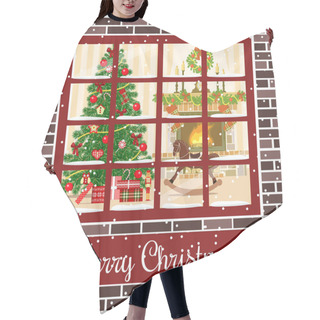Personality  Christmas Room Through The Window Postcard Hair Cutting Cape