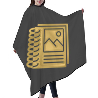 Personality  Binding Gold Plated Metalic Icon Or Logo Vector Hair Cutting Cape