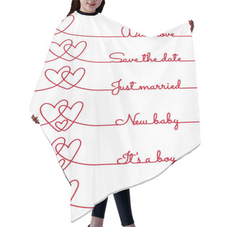 Personality  Heart Line Drawing With Text For Cards, Vector Hair Cutting Cape