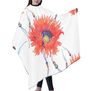 Personality  Watercolor Red Poppy Hair Cutting Cape