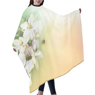 Personality  Bee With Flower On Green Spring Background. Hair Cutting Cape