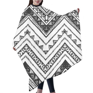 Personality  Hand Drawn Tribal Pattern. Zigzag And Stripe Line. Hair Cutting Cape