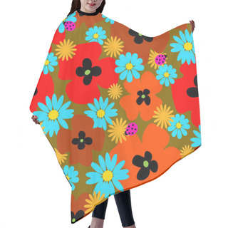 Personality  Flower Seamless Template With Poppies And Ladybirds Hair Cutting Cape