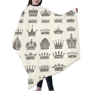 Personality  Crown Icons Set - Monarchy Authority And Royal Symbols Hair Cutting Cape