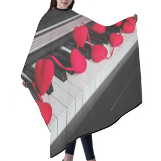 Personality  Piano With Garland Of Decoration Red Hearts  Hair Cutting Cape