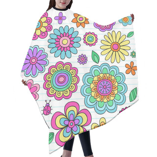Personality  Flower Power Doodles Groovy Psychedelic Flowers Vector Set Hair Cutting Cape