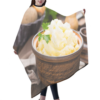 Personality  Mashed Potato. Potato Mash With Butter And Milk. Boiled Potato. Potato Puree Hair Cutting Cape