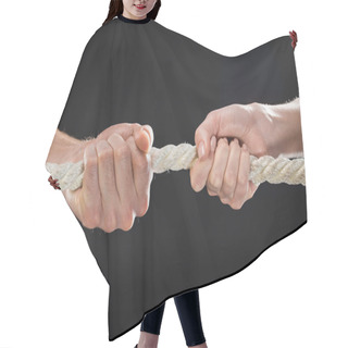 Personality  Man And Woman Pulling Rope Hair Cutting Cape