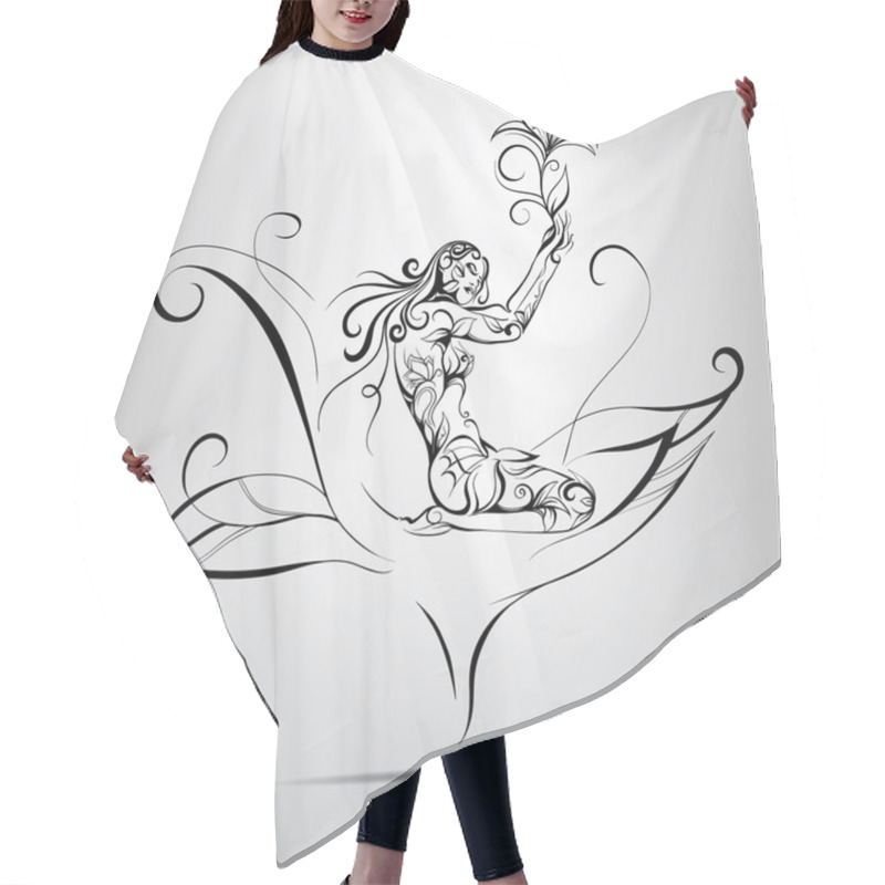 Personality  Girl With  Flower Illustration Hair Cutting Cape