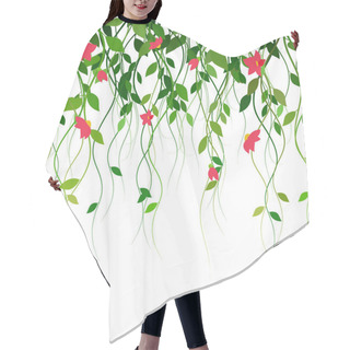 Personality  Lianas, Leaves And Pink Flowers. Curtain, Vecto Hair Cutting Cape