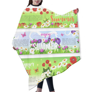Personality  Summer Flower Greeting Banner Set Design Hair Cutting Cape